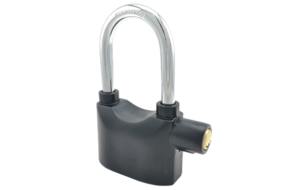 Aluminum alarm padlock,siren padlock,black,long shackle,motorcycle,bike