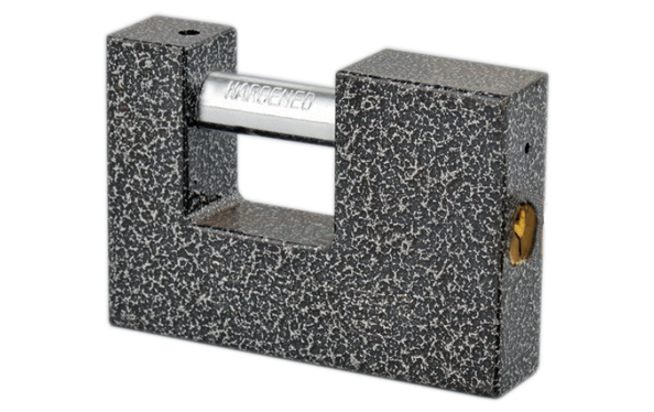 Iron rectangular padlock, hardened steel shackle, color painted for anti-rust