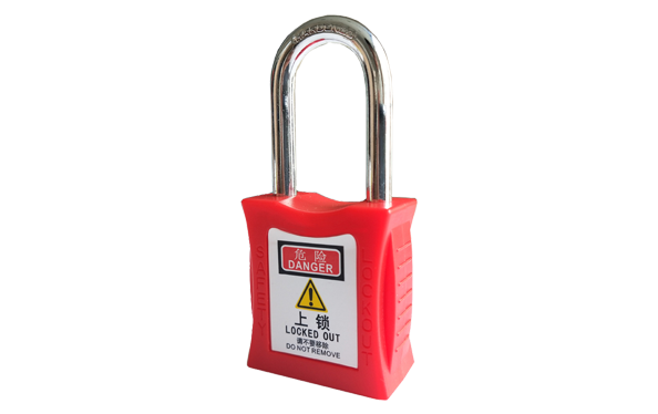 Safety padlock, plastic material, for factory, engineering and equipment